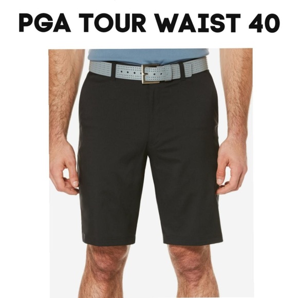 PGA Tour Mens Flat Front Black Golf Shorts in a Size 40 Waist - Picture 1 of 10